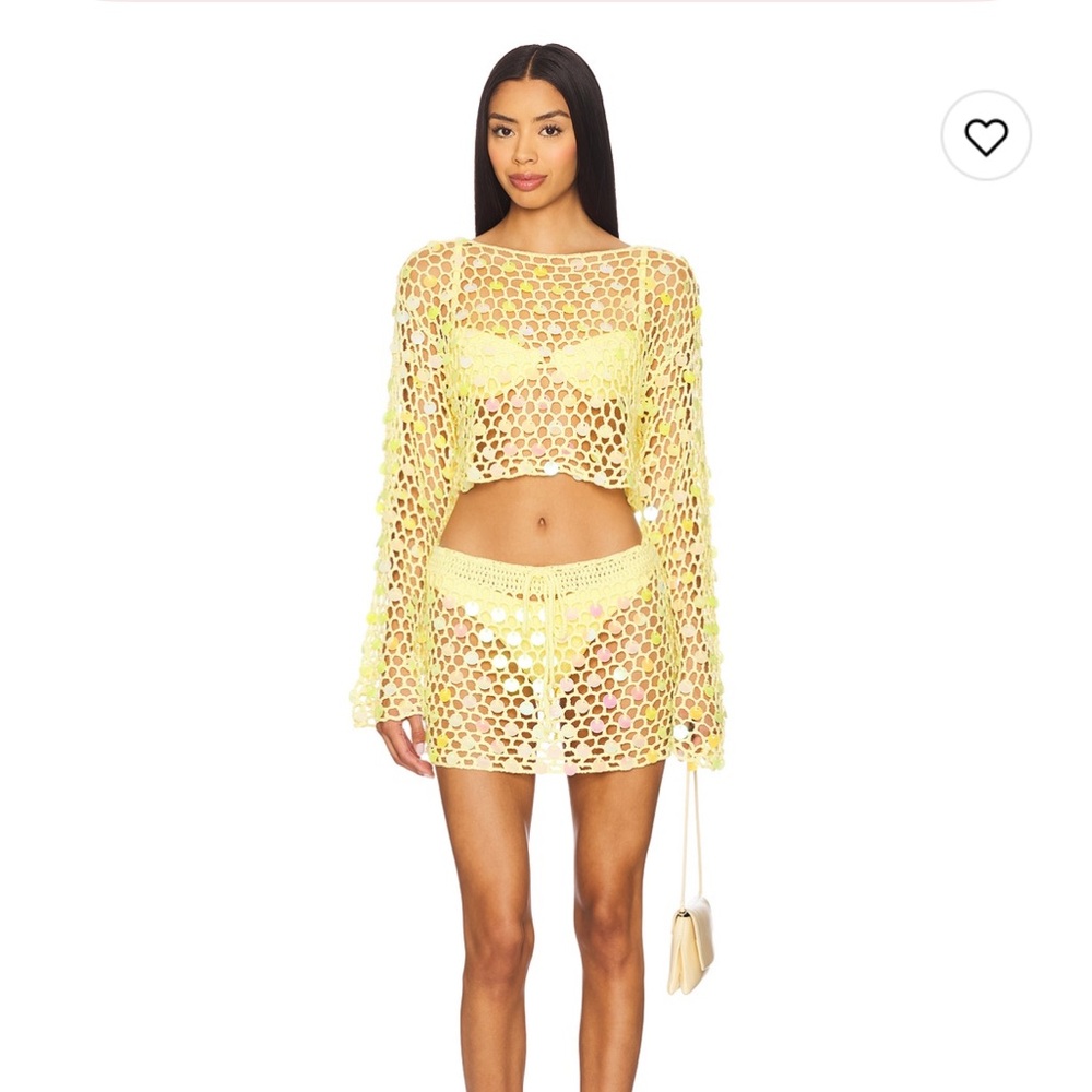 REVOLVE Yellow Crochet Swim Coverup